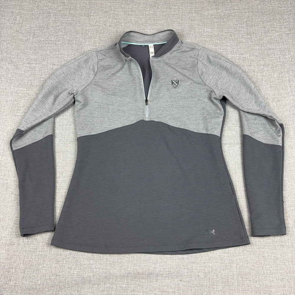 Under Armour Pullover Womens Medium Gray ColdGear 1/4 Zip Mock Neck Golf Top